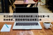 世卫组织:预计新冠疫情的第二年会比第一年致命得多，新冠疫情可能迎来第二波
