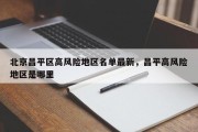 北京昌平区高风险地区名单最新，昌平高风险地区是哪里