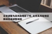 北京调整为高风险地区了吗_北京高风险地区降级后或调整级别