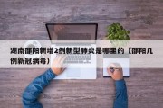 湖南邵阳新增2例新型肺炎是哪里的（邵阳几例新冠病毒）